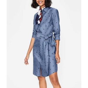 Boden Women’s Size 16R Modern Chambray Polka Dot Shirt Dress New with tags